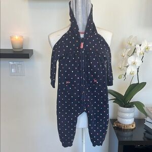 Carter’s Navy Blue One Piece Fleece with pink Accents